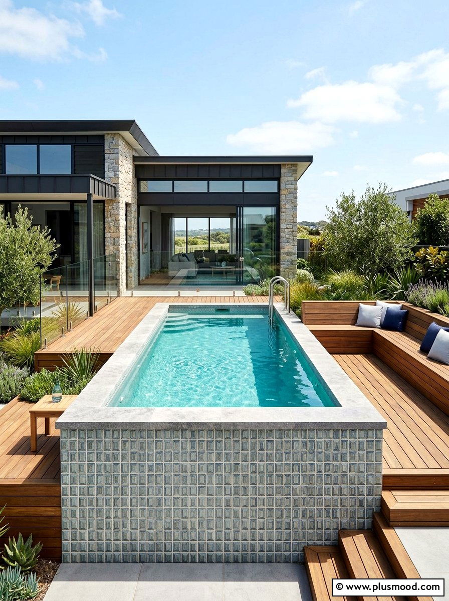 Raised Pool - 25 small backyard ideas with pool