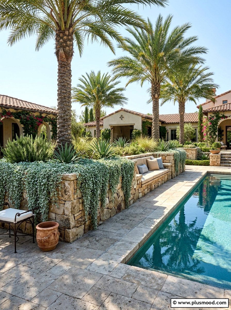 Raised Stone Planter Box - 25 pool landscaping ideas for Florida homes