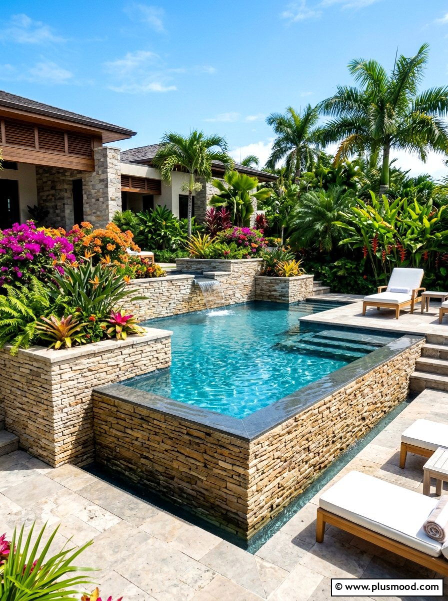 Raised Stone Pool - 25 summer tropical pool ideas