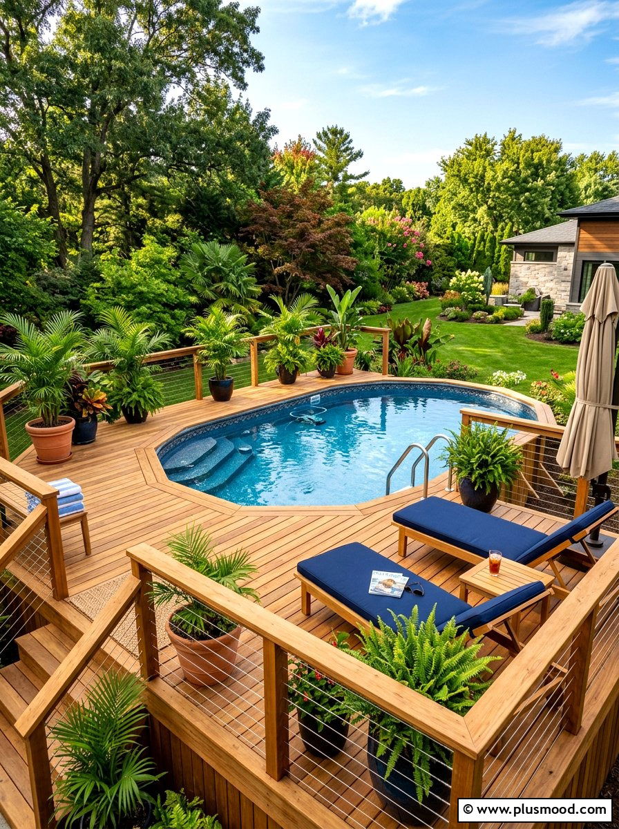 Raised Wood Deck Above Ground Pool - 25 summer deck around pool ideas