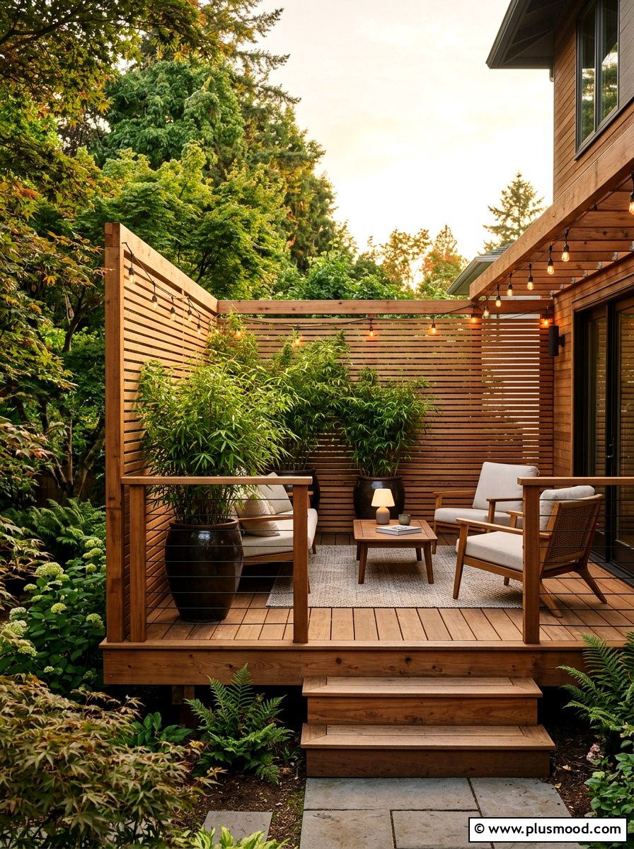 Raised Wood Deck With Privacy Screen - 25 small backyard ideas with raised deck