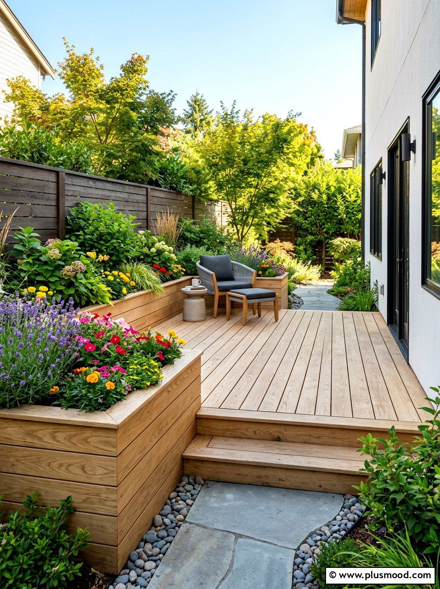 Raised Wood Deck - 25 summer narrow patio ideas