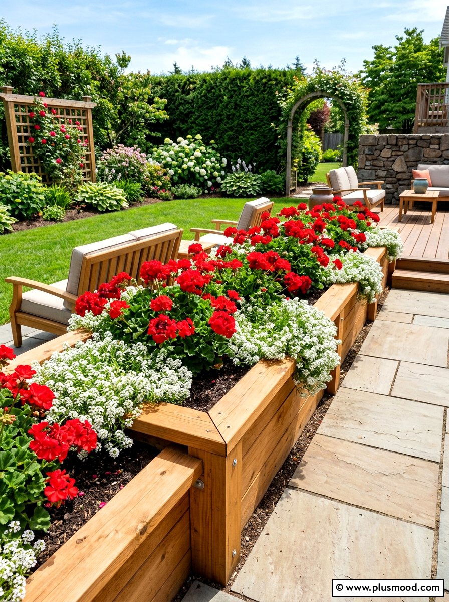 Raised Wooden Flower Bed Border - 25 summer flower bed border ideas