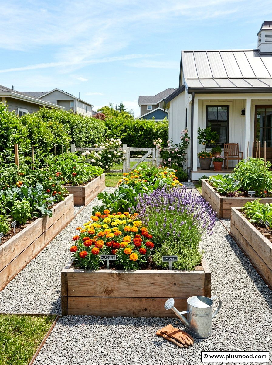 Raised Wooden Garden Beds - 25 small backyard ideas with flower beds