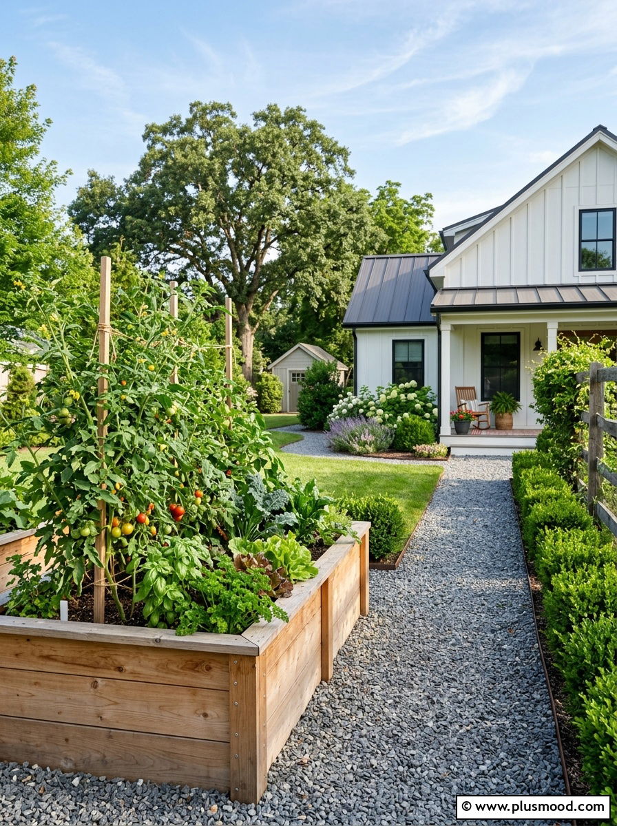 Raised Wooden Planter Box - 25 outdoor garden decor ideas with vegetable display