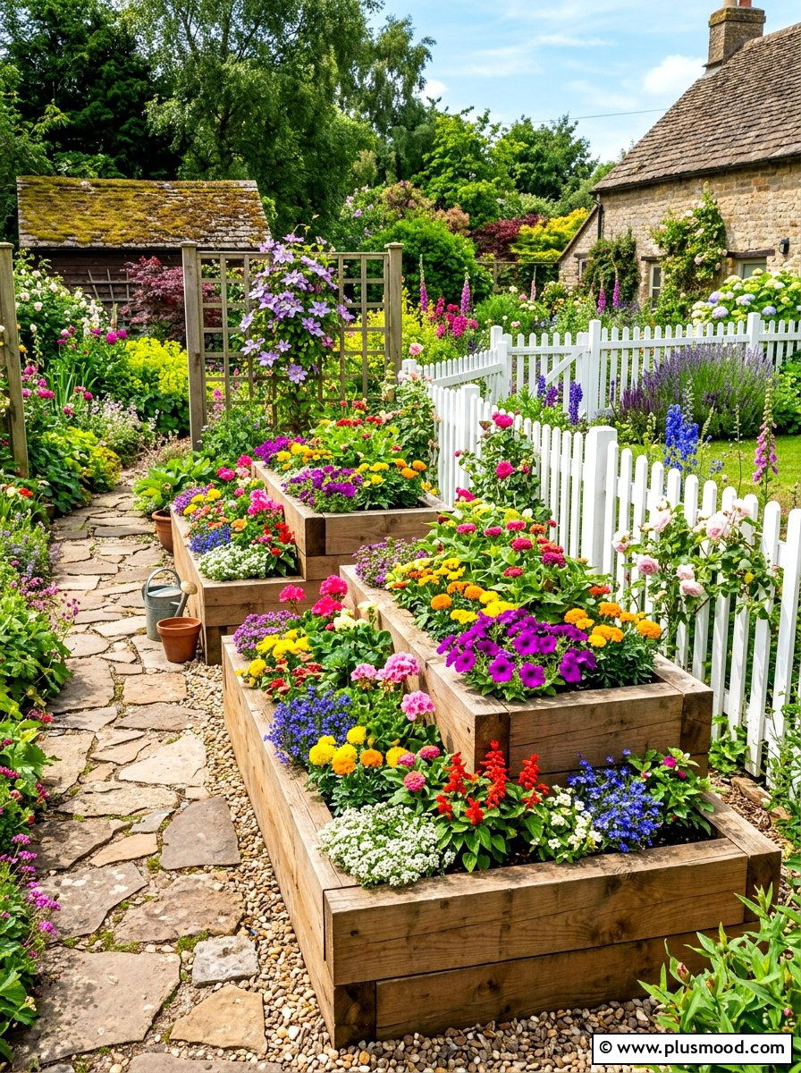 Raised Wooden Planter Boxes - 25 summer side yard landscaping ideas