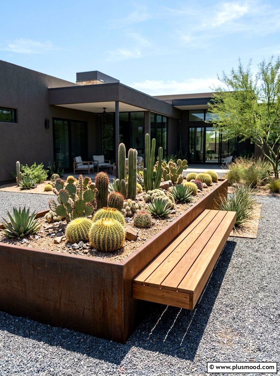 Raised garden bed - 25 small backyard ideas with cactus garden