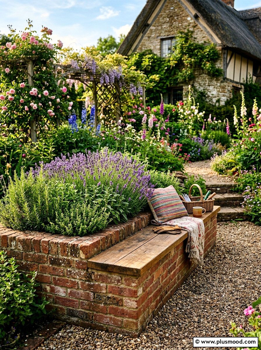 Raised garden bed bench - 25 small backyard ideas with seating wall