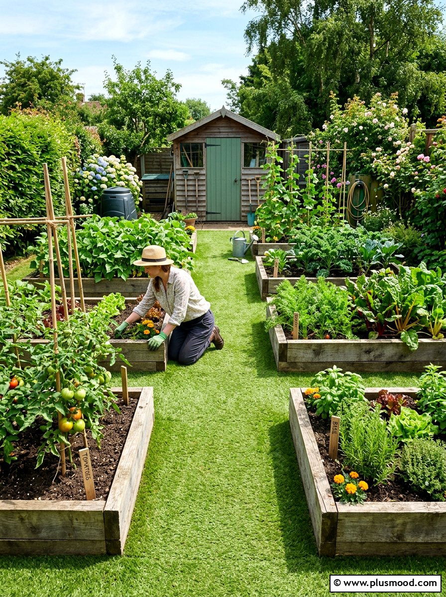 Raised garden beds with turf - 25 small backyard ideas with artificial turf