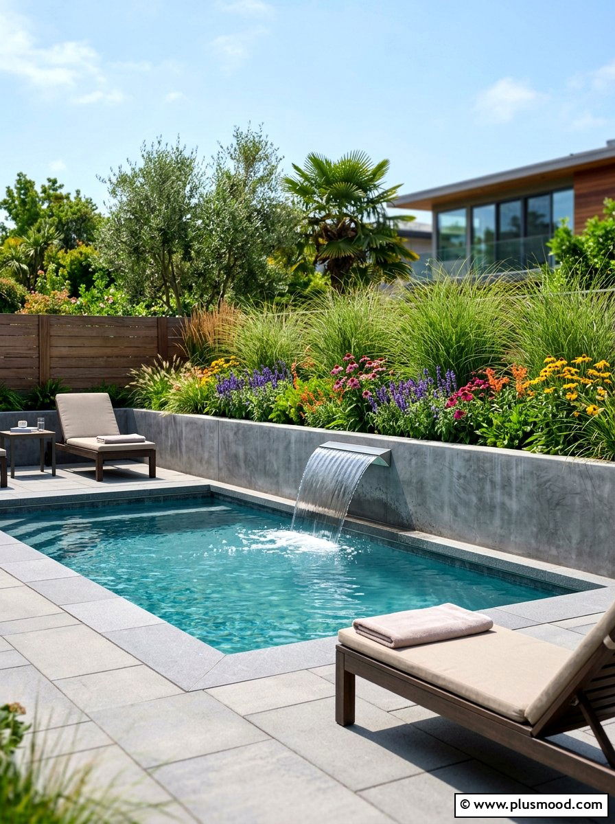 Raised pool planter wall - 25 pool landscaping ideas for small lots