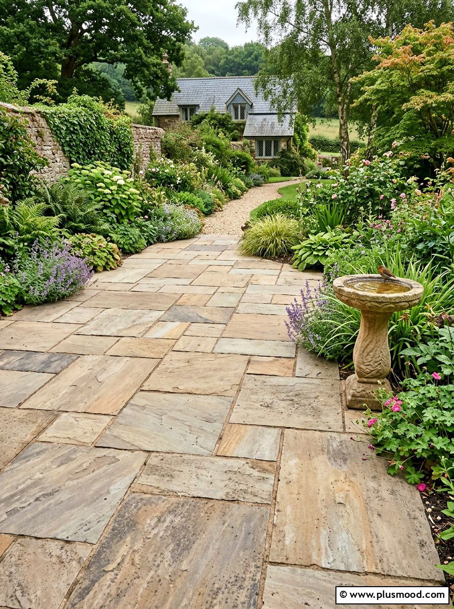 Random Ashlar Pattern Stone Patio - 25 small backyard ideas with pavers