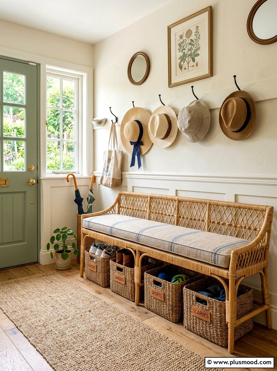 Rattan Bench - 25 summer decor ideas with rattan