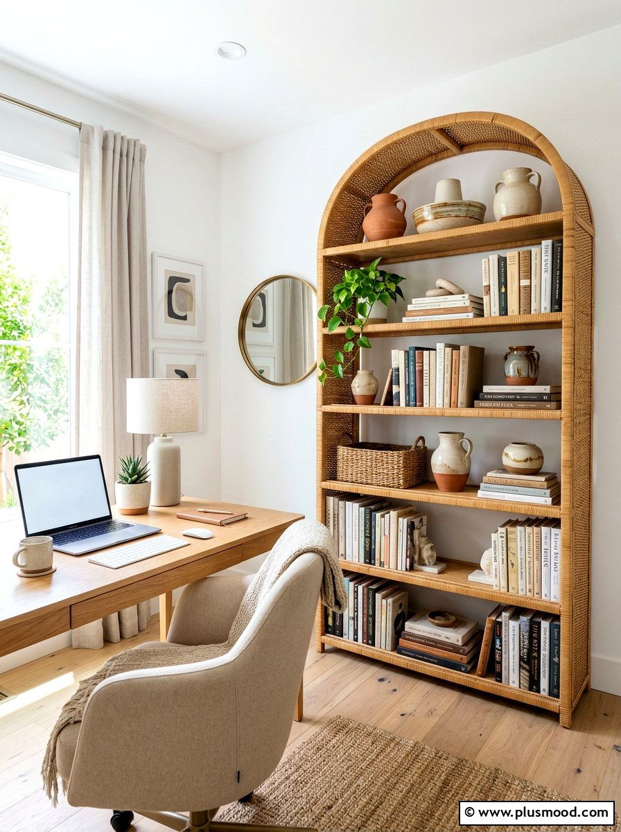 Rattan Bookshelf Display Unit - 25 summer rattan decor ideas