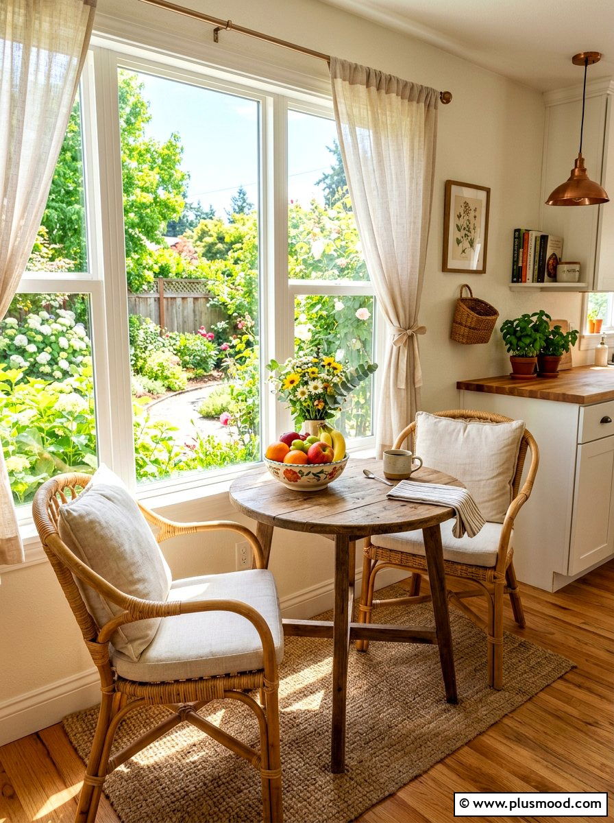 Rattan Breakfast Nook - 25 summer decor ideas with rattan