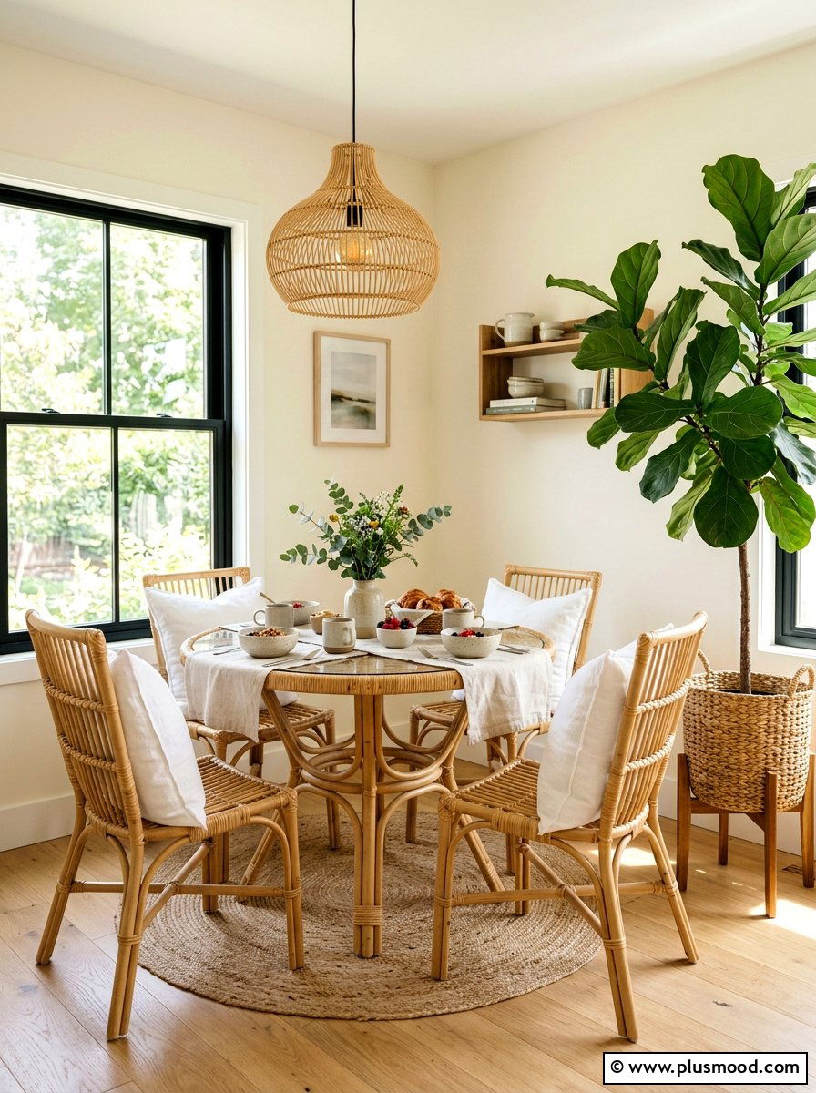 Rattan Breakfast Nook - 25 summer breakfast nook decor ideas