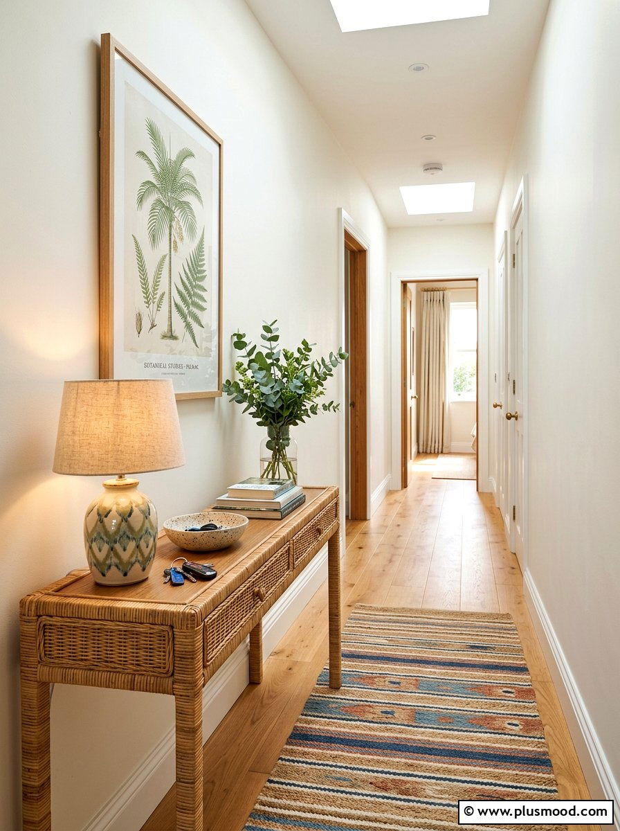 Rattan Console Table - 25 summer decor ideas with rattan