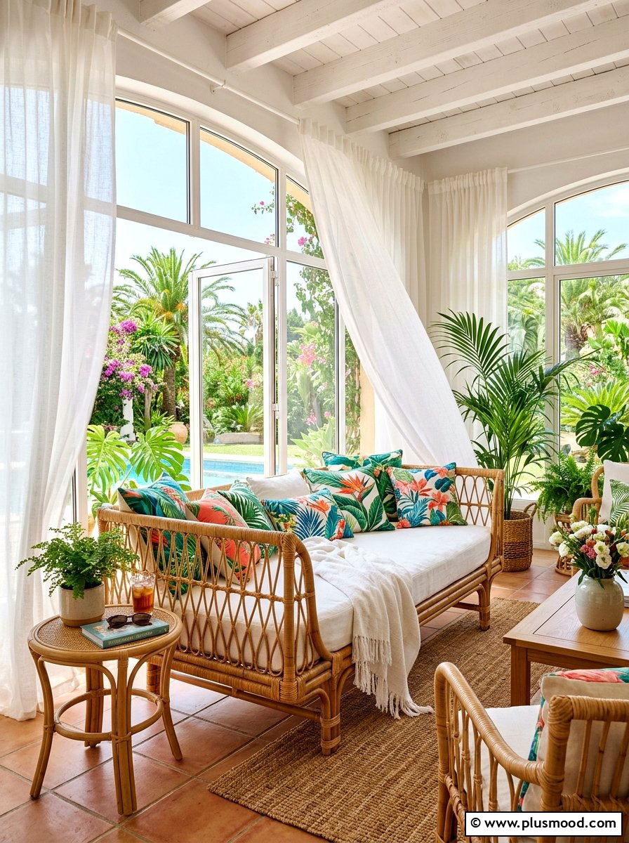 Rattan Daybed - 25 summer decor ideas with rattan