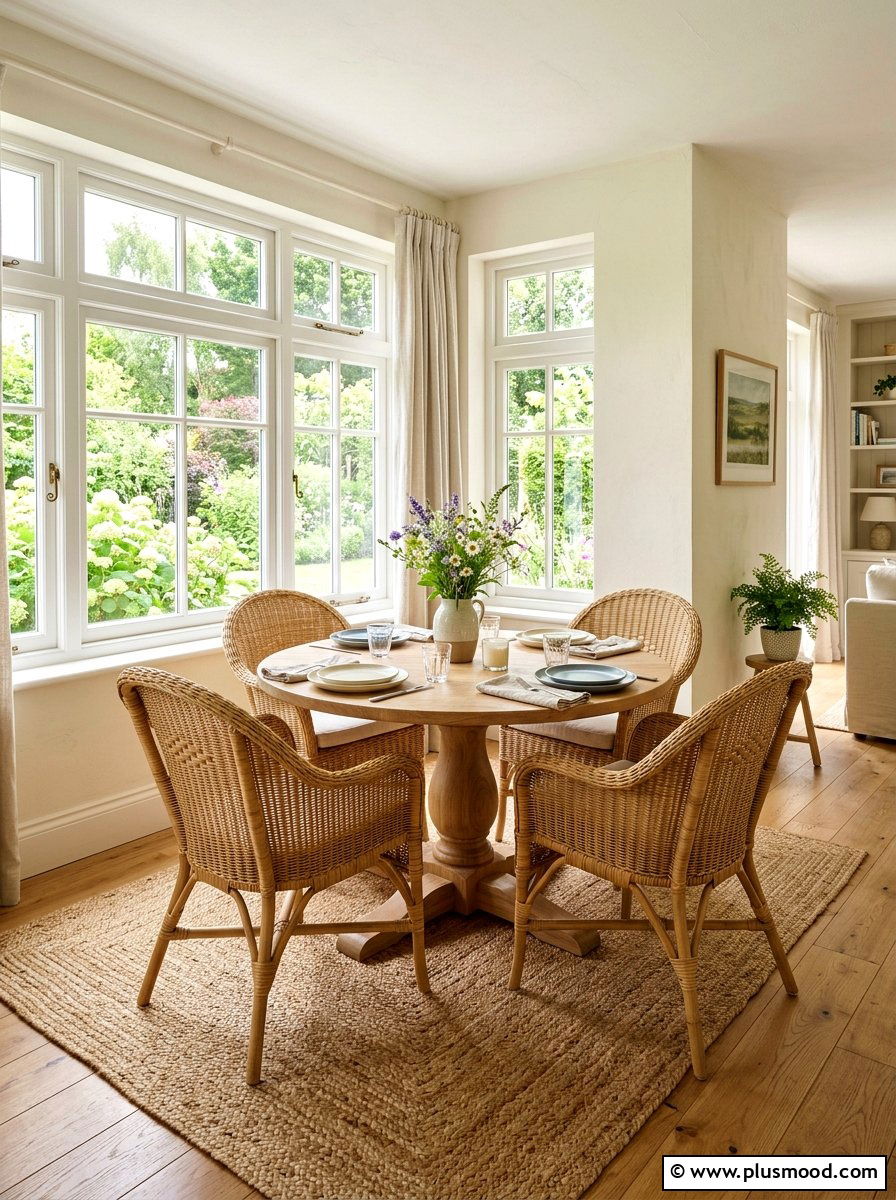 Rattan Dining Chairs - 25 summer picnic style kitchen decor ideas