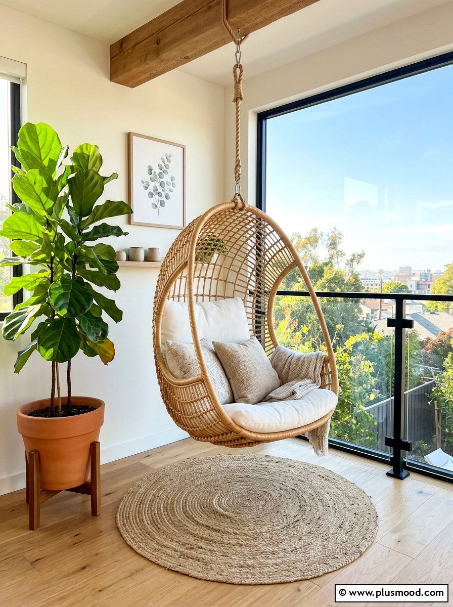 Rattan Egg Chair - 25 summer city balcony summer decor ideas