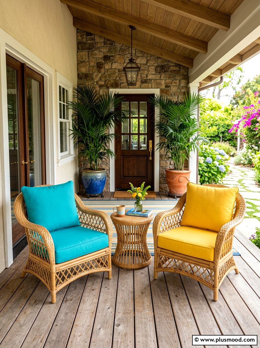 Rattan Front Porch Furniture - 25 summer boho front porch ideas