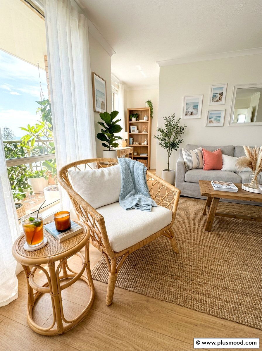 Rattan Furniture Accent - 25 summer decor ideas for small apartments living room