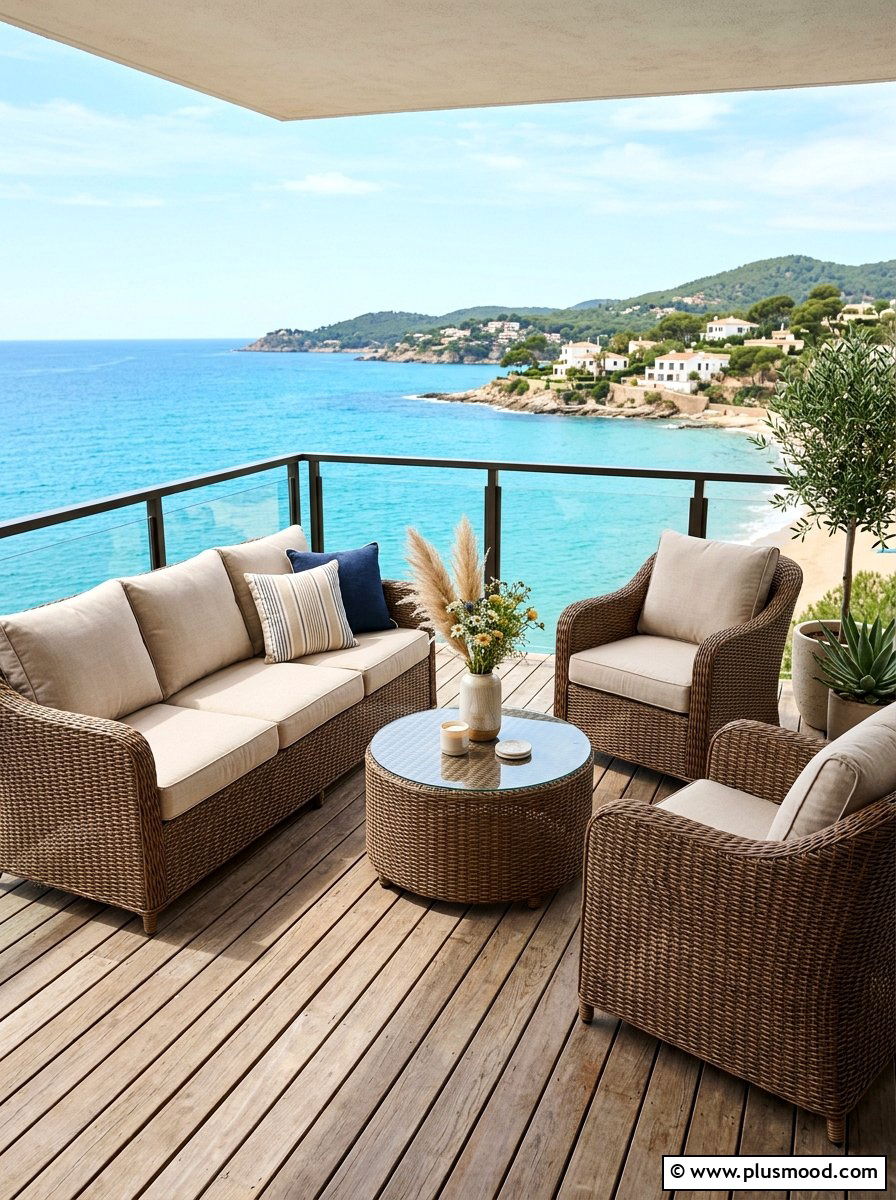 Rattan Furniture Balcony Lounge Set - 25 summer balcony lounge ideas