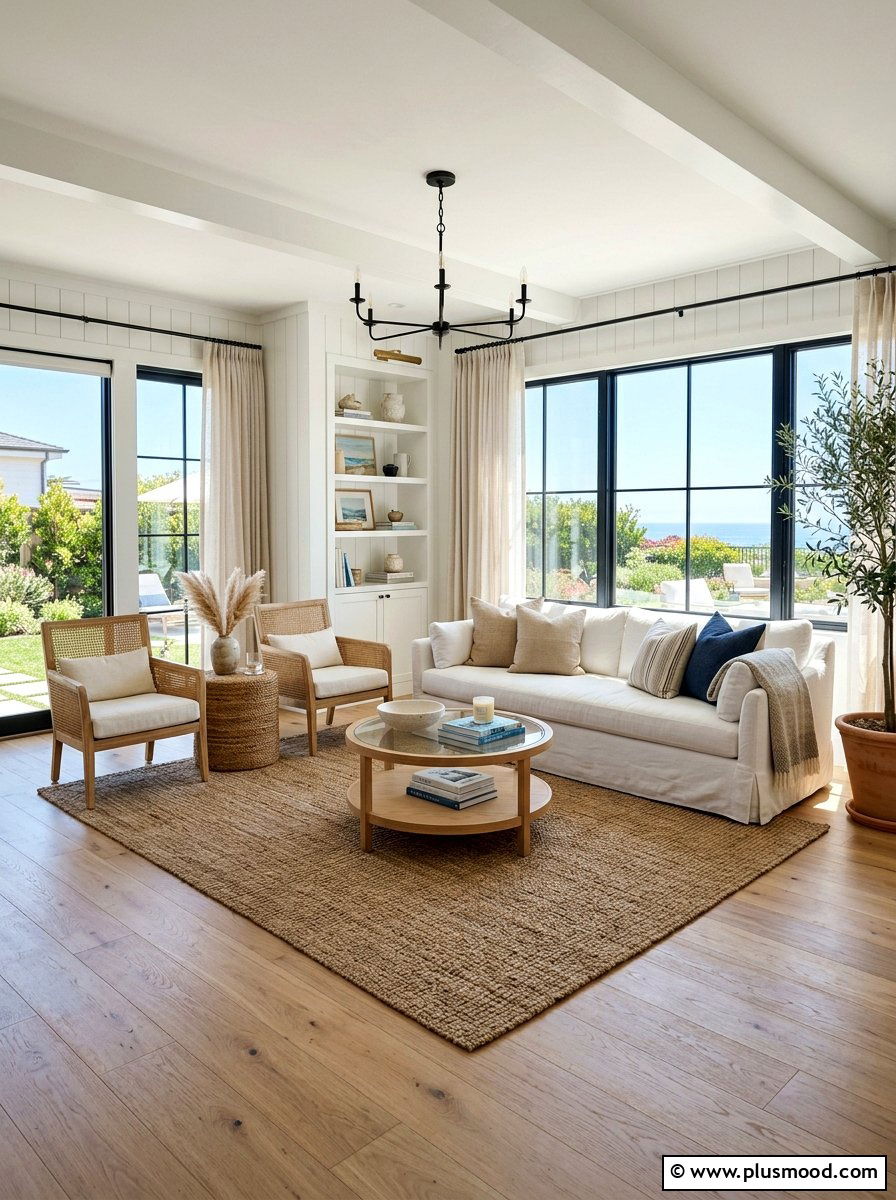 Rattan Furniture Coastal Living Room - 25 summer coastal farmhouse living room ideas