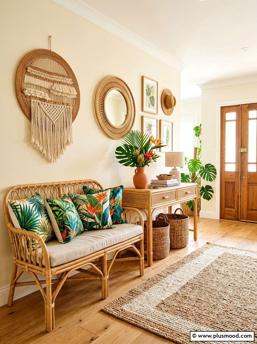 Rattan Furniture Entry Set - 25 summer seasonal entry decor ideas
