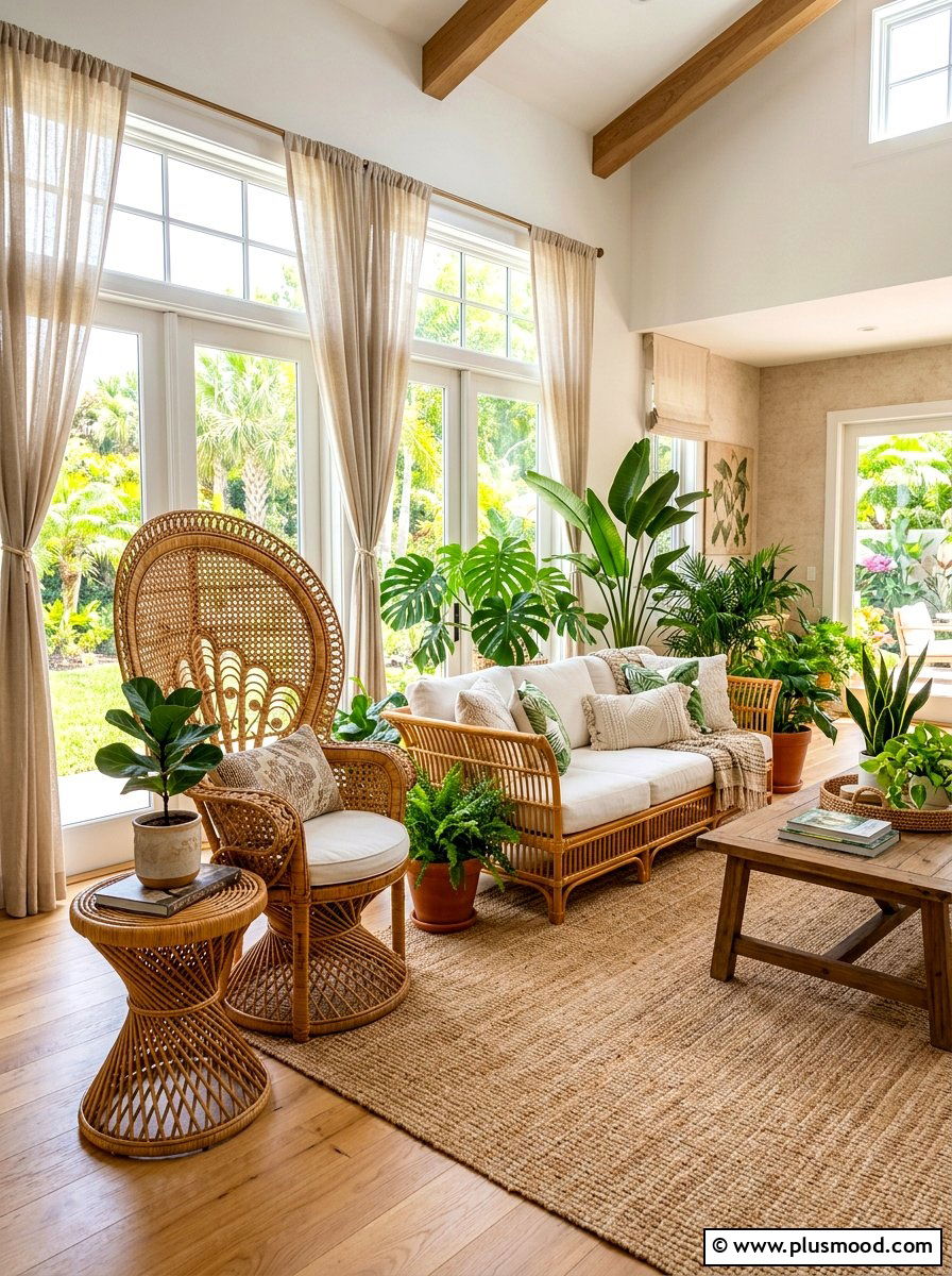 Rattan Furniture Set - 25 summer boho decor ideas