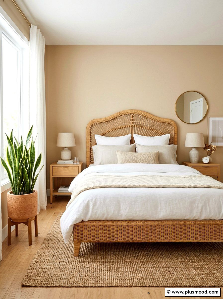 Rattan Headboard - 25 beachy summer bedroom ideas
