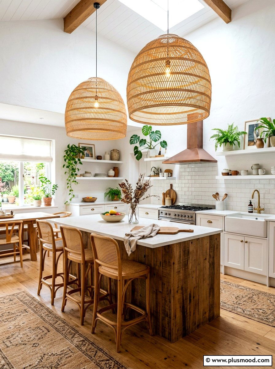 Rattan Lighting - 25 summer kitchen refresh ideas