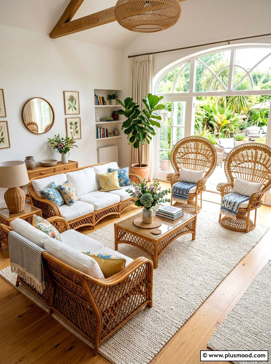 Rattan Living Room - 25 fresh summer decorating ideas