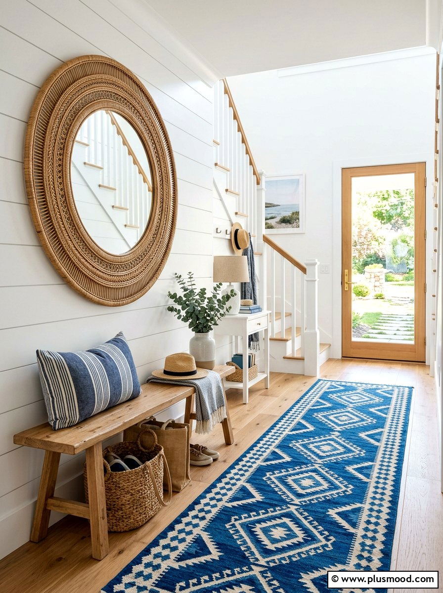 Rattan Mirror - 25 summer decor ideas with rattan