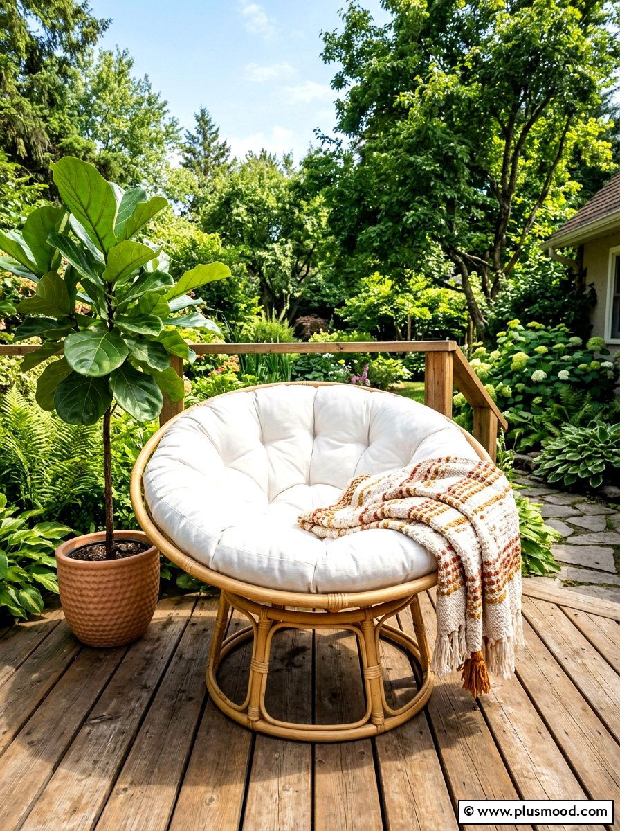 Rattan Papasan Chair - 25 summer balcony seating ideas