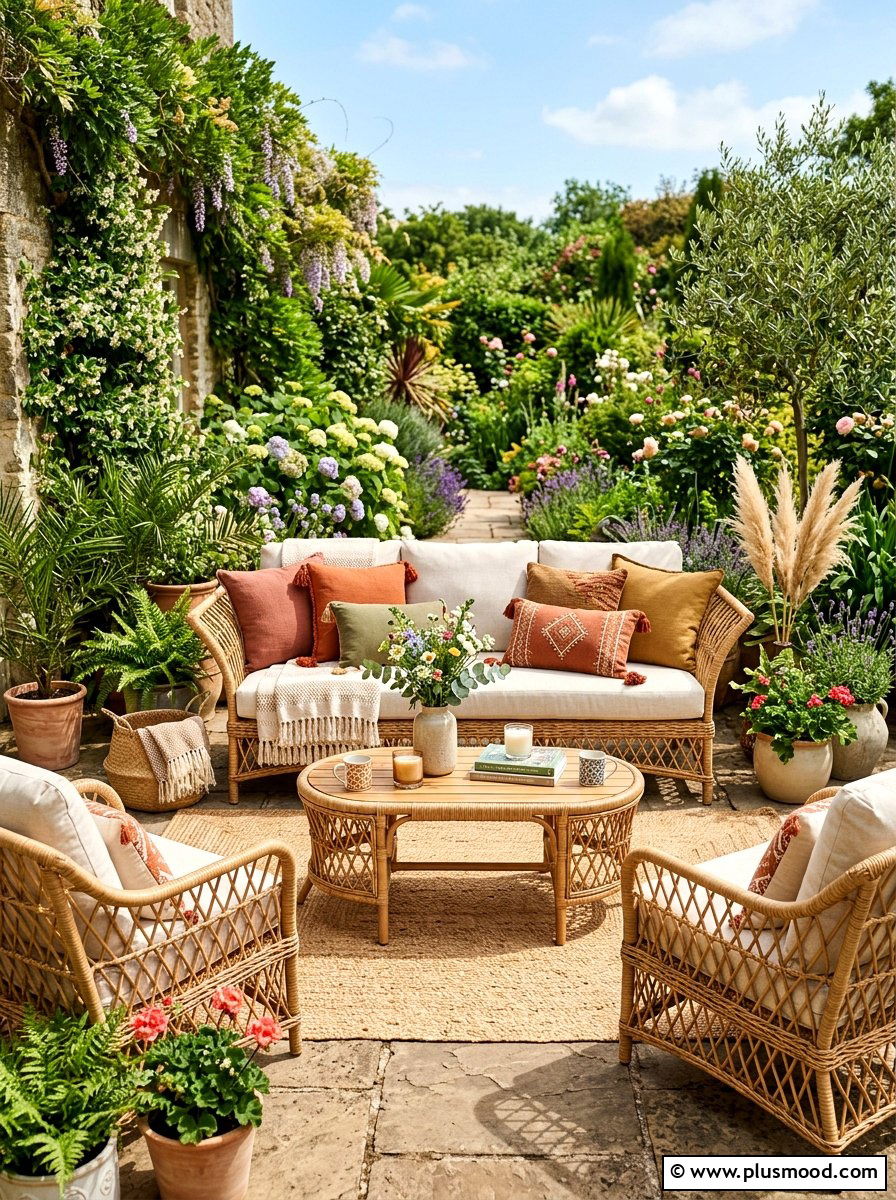 Rattan Patio Furniture - 25 summer boho patio ideas