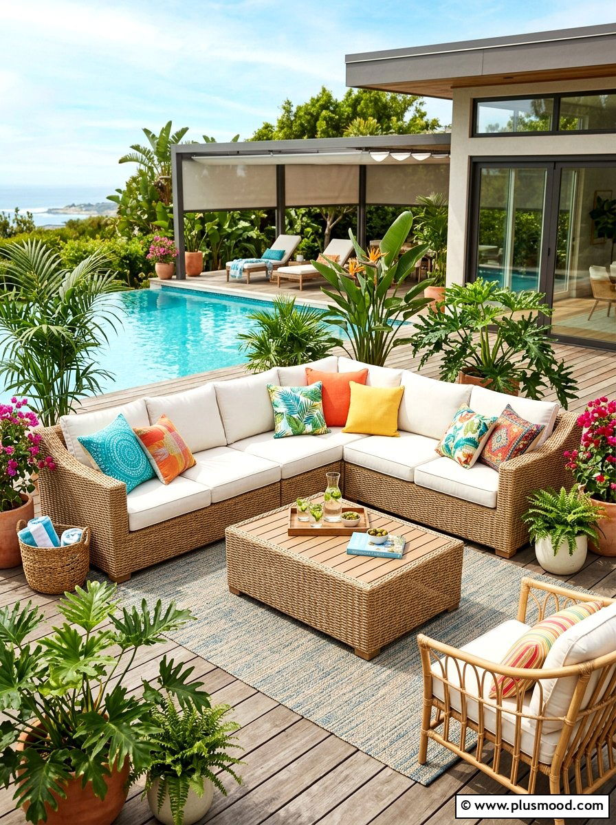 Rattan Patio Furniture - 25 summer island style backyard ideas