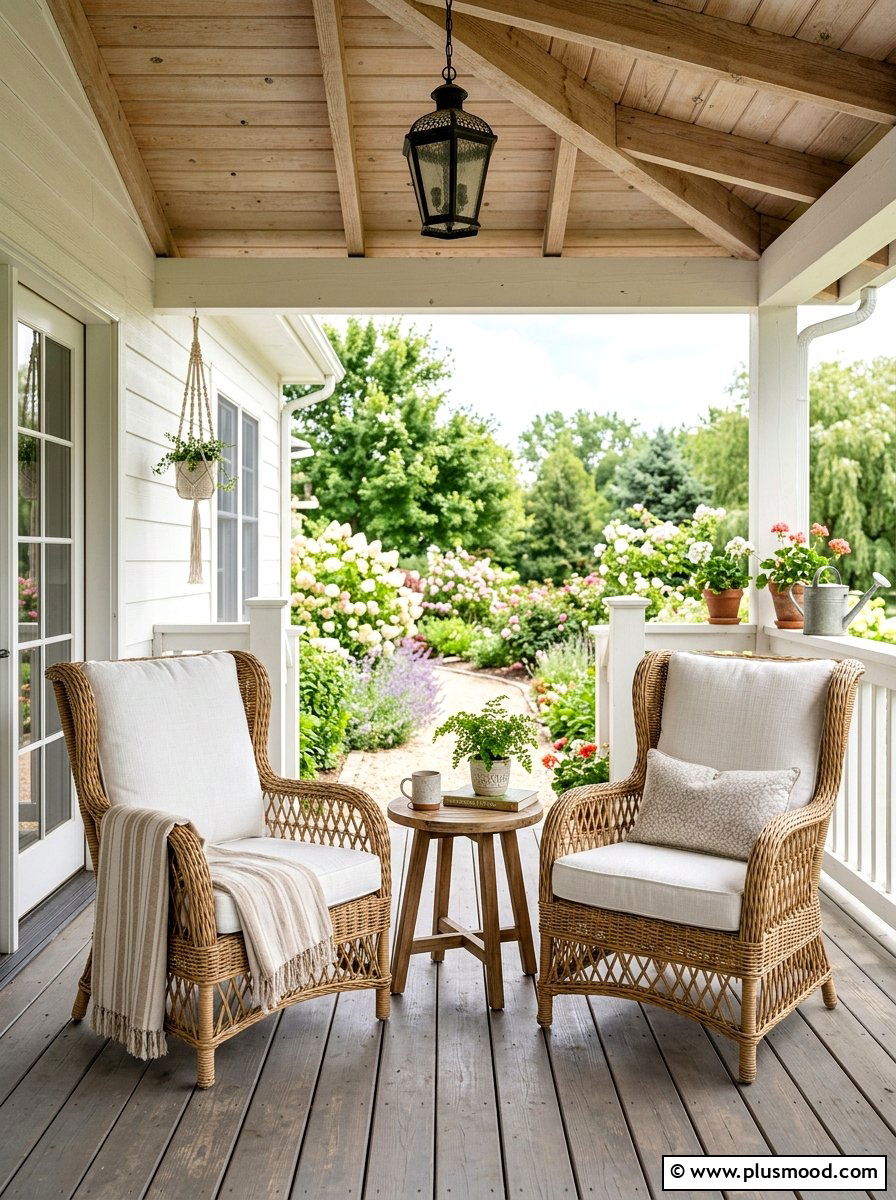 Rattan Patio Seating - 25 summer farmhouse patio ideas