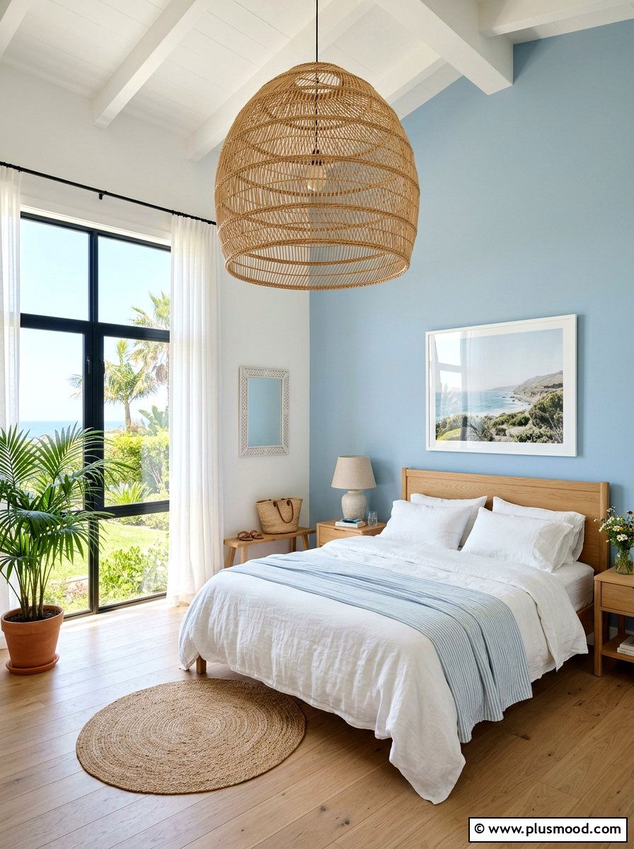 Rattan Pendant Light - 25 summer bedroom lighting ideas