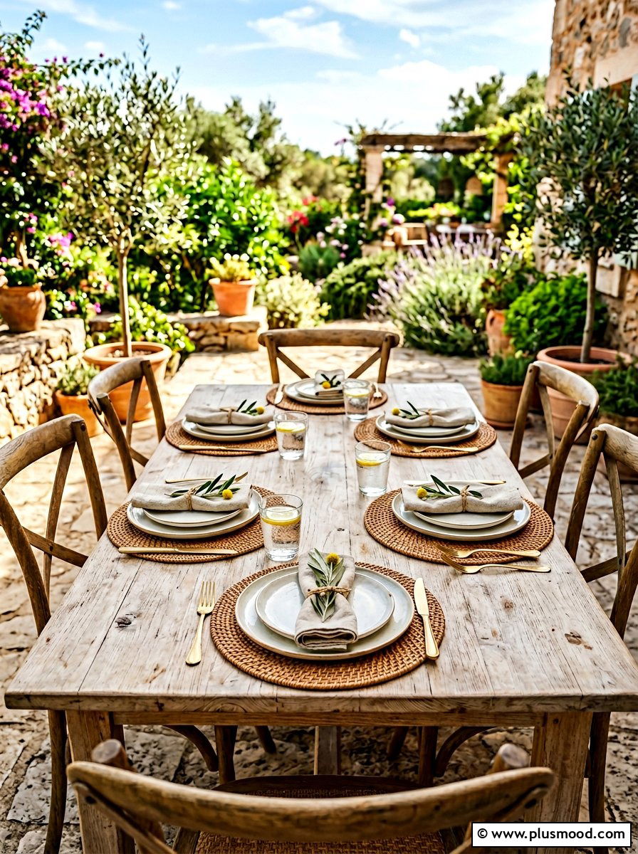 Rattan Placemat Set - 25 summer balcony table decor ideas