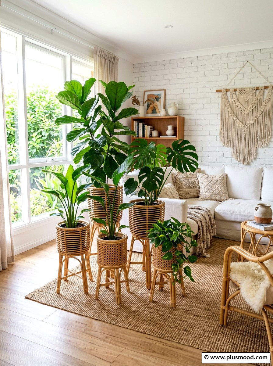 Rattan Planter Stand 1 - 25 summer botanical decor ideas