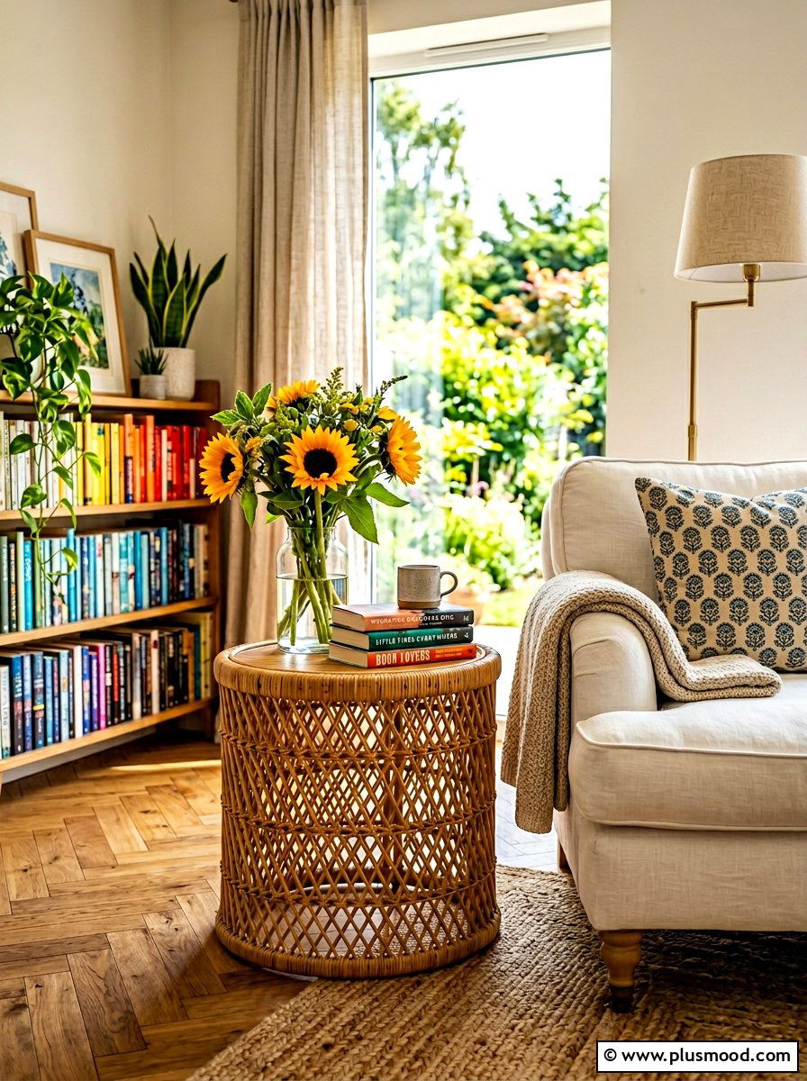Rattan Side Table - 25 summer decor ideas with rattan