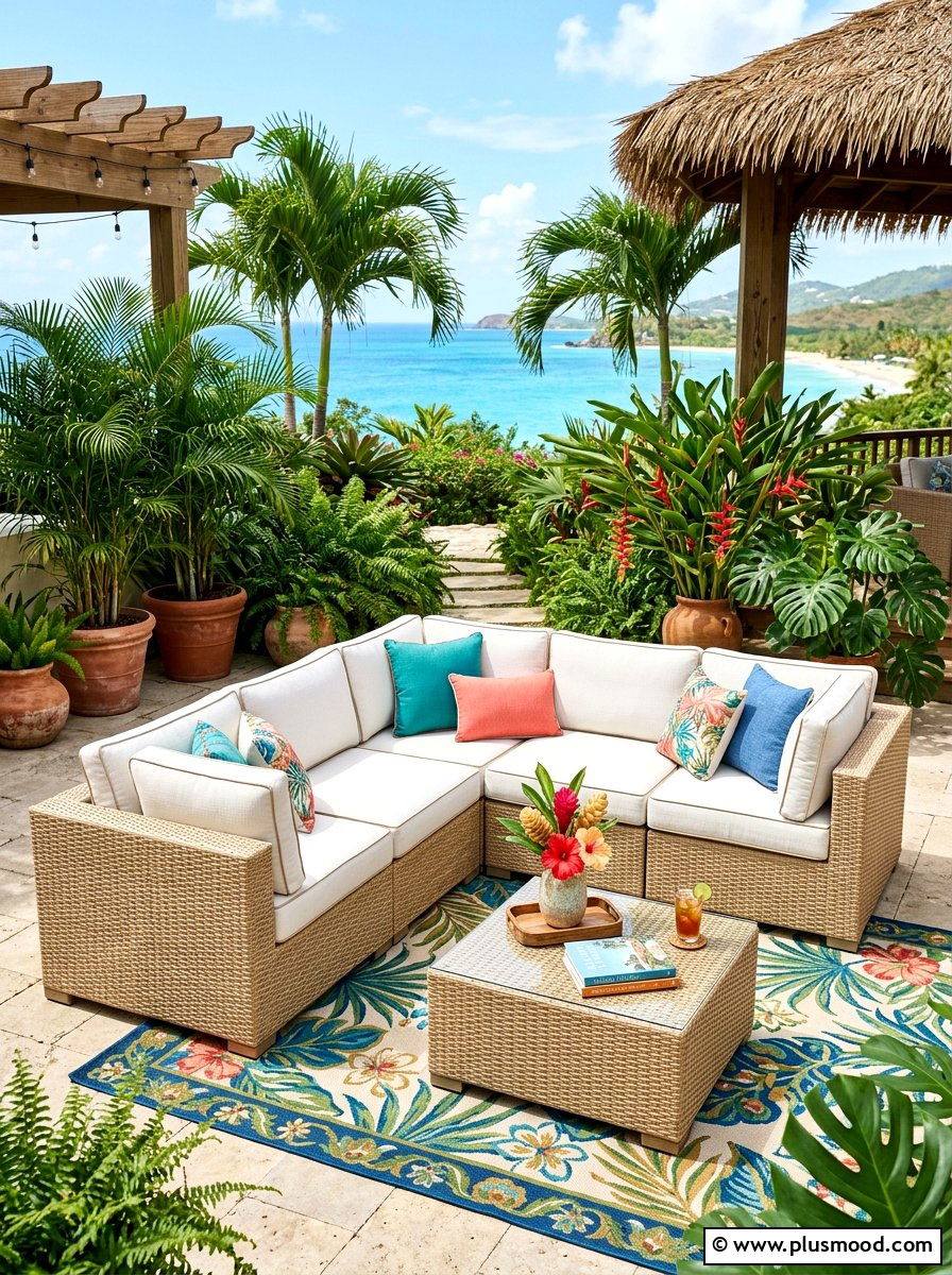 Rattan Sofa - 25 summer front porch seating ideas