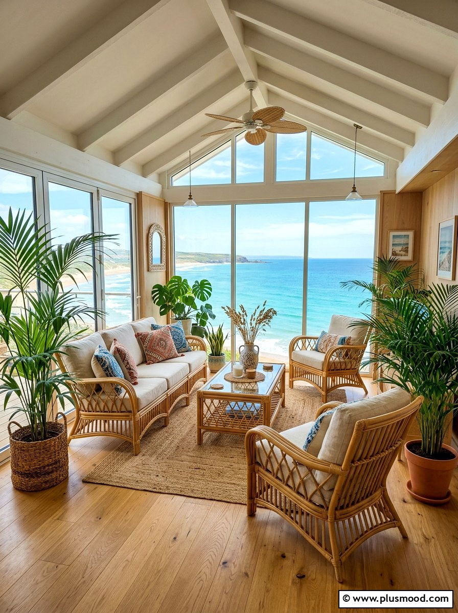 Rattan Sunroom - 25 summer beach house decor ideas