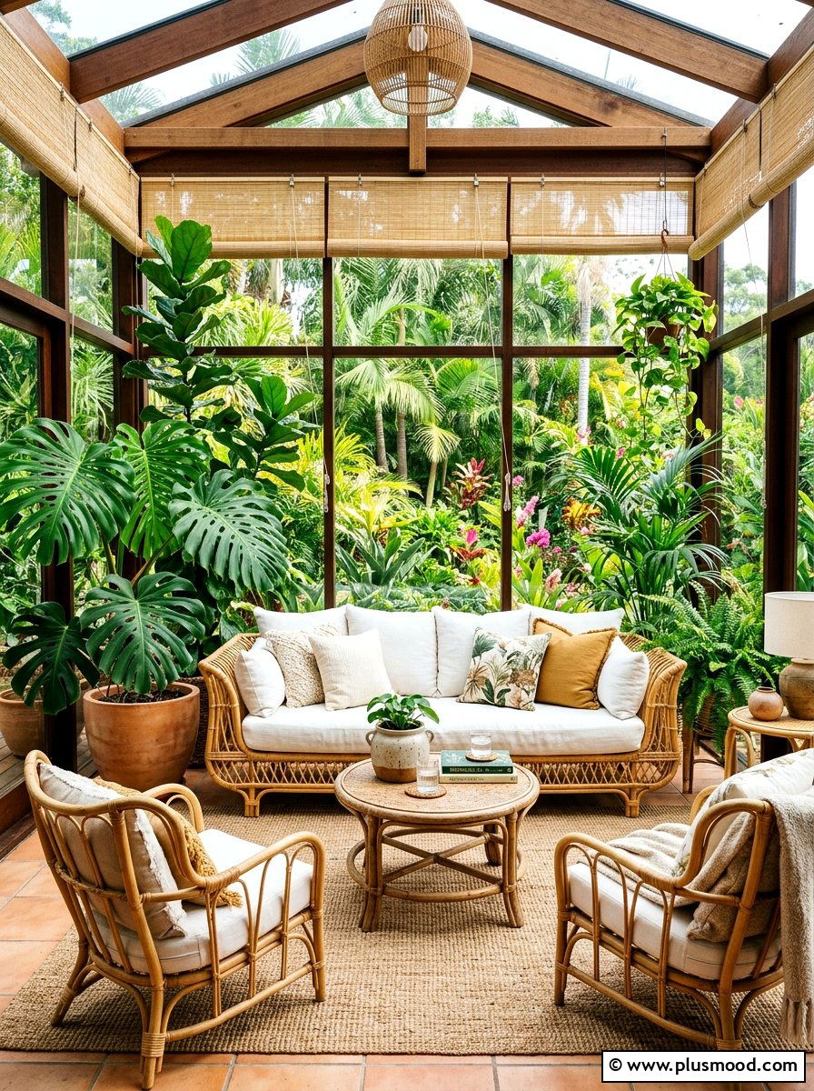 Rattan Sunroom Space - 25 elegant summer decor ideas
