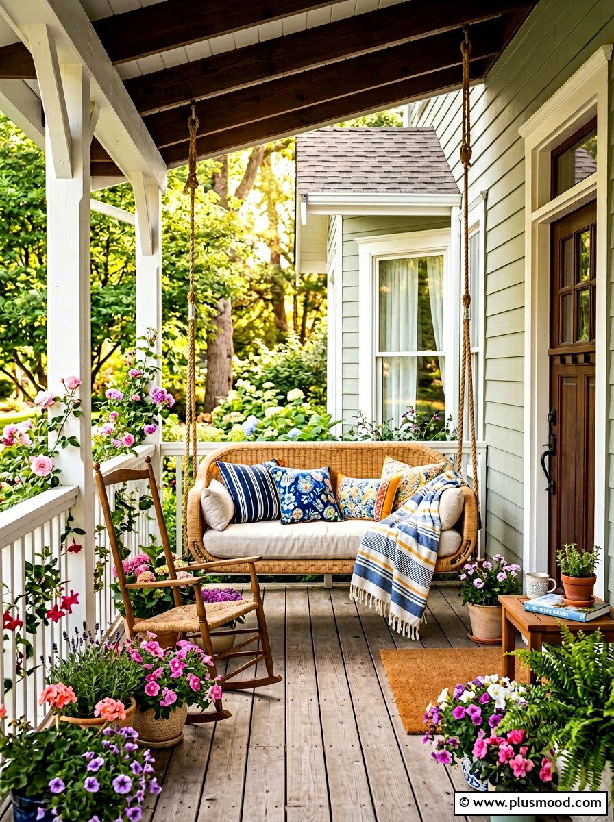 Rattan Swing Seat - 25 summer decor ideas with rattan