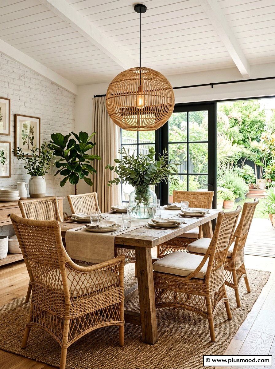 Rattan dining room - 25 summer cottage decor ideas