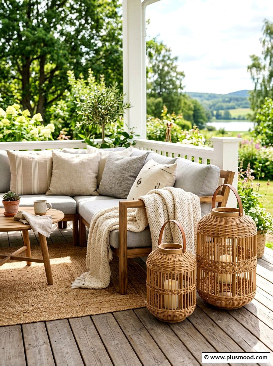 Rattan floor lantern - 25 summer lantern ideas for front porch