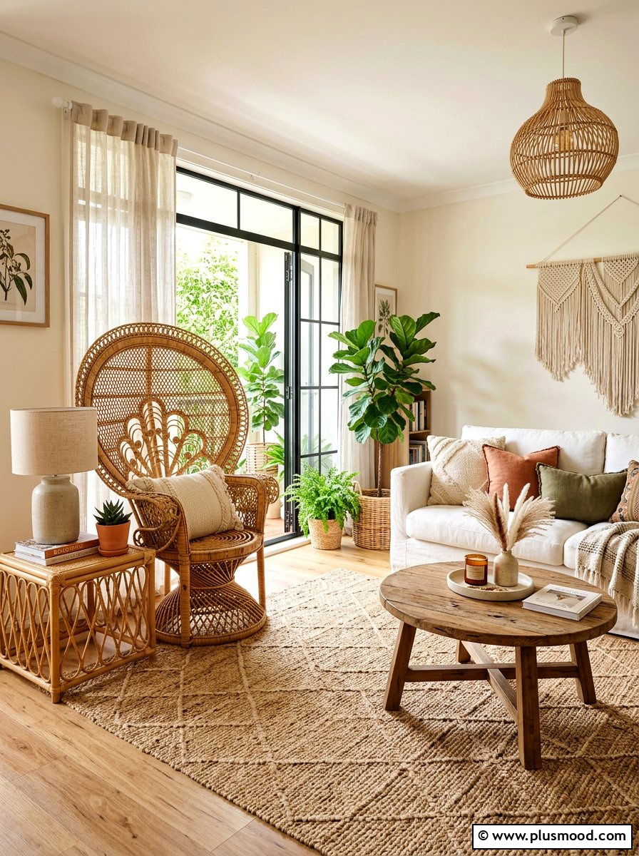 Rattan furniture accents - 25 summer living room styling ideas