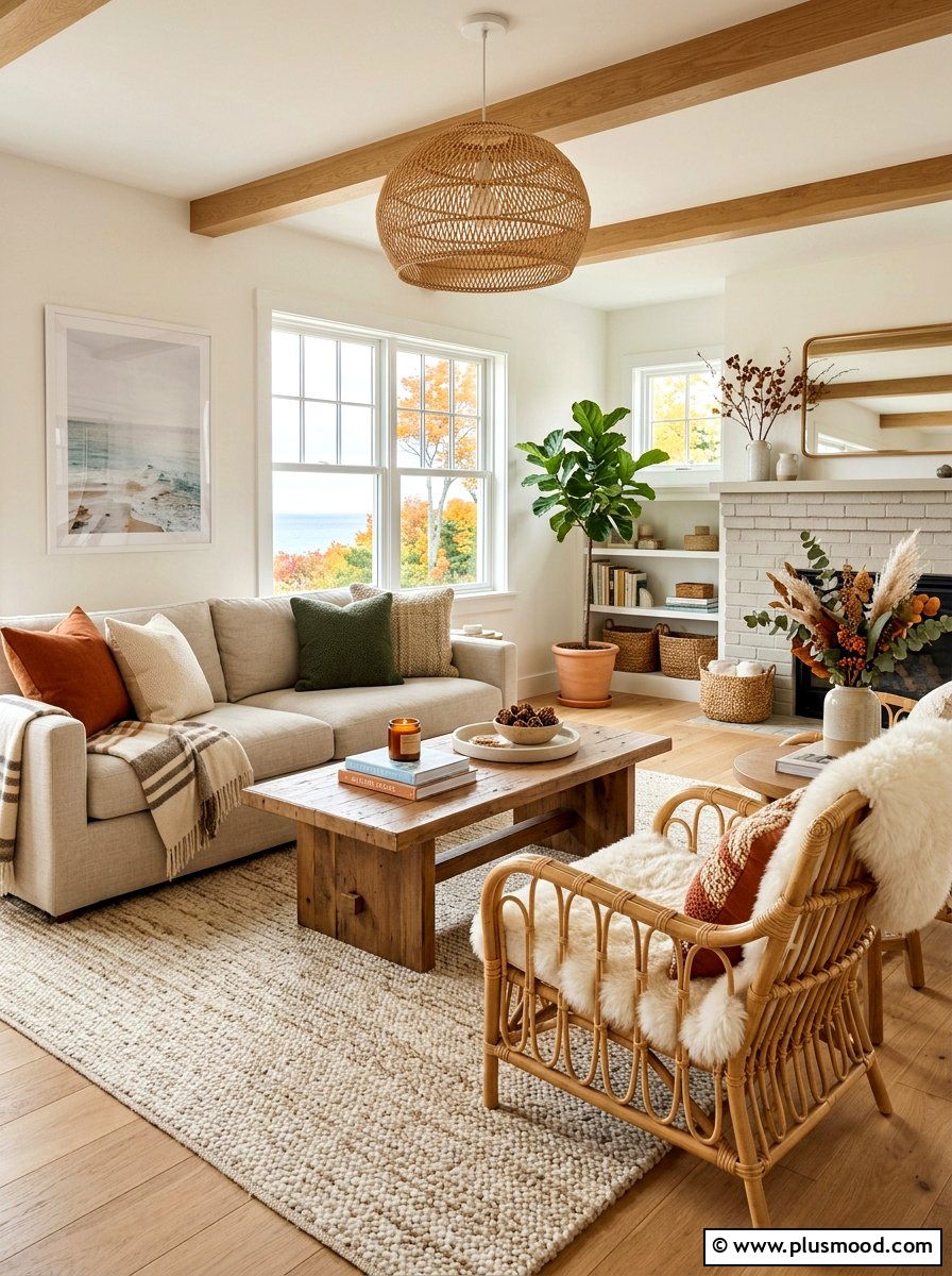 Rattan furniture living room - 25 summer to fall living room decor ideas
