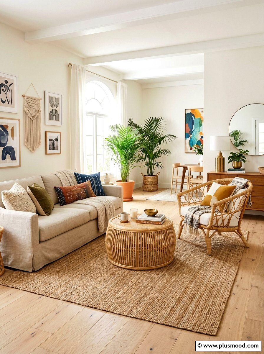 Rattan living room - 25 late summer home refresh ideas